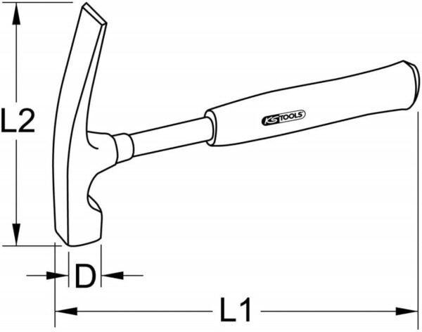 KS Tools 140.2030 Martillo de albañil, formato Rin, 500g - Imagen 2