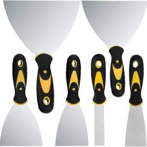 Espátulas de Acero Inoxidable,6Pcs Espátulas Rascador Multiusos con Mango de Plástico Para Acabado de Paneles de Yeso, Calcomanías, Papel Tapiz