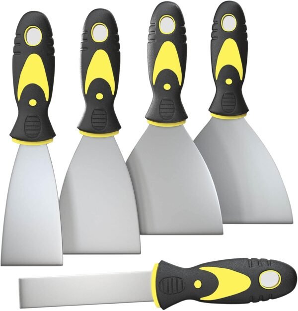 5Pcs Putty Knife, Set, 1" 2" 3" 4" 5" Scraper, Spackle Knife, Paint Scraper, Scraper Tool, No Rusting, Perfect For Repairing Drywall, Removing Wallpaper, Mud, Plaster Scraping