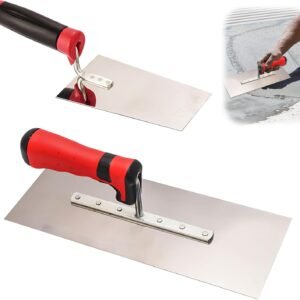 Aicharynic Paleta de albañilería de acero inoxidable: juego de 2 paletas de alisado de acero inoxidable, juego de espátulas con mango de goma, herramienta de yeso para hormigón, yeso