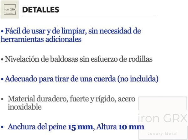 Llana dentada Caja - Deslizador de mortero Cajon Plana Peine fija paleta para Colocación de Baldosas azulejos losas Espátula Dentada con Mango tirador acero galvanizado (40 CM) - Imagen 6