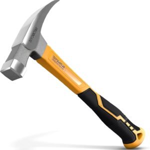 Martillo de Albañil DIY Doctor de 21 oz/600 gramos - Mango Curvo Cómodo con Acabado TPR - Acero Forjado Sólido y Agarre Antideslizante - Eje de Fibra de Vidrio - Piqueta Albañil - Martillo de Geologo