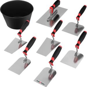 KOTARBAU® Juego de paletas de albañilería de acero inoxidable + vaso de yeso, juego de 8 espátulas, paletas de albañilería, herramientas para enyesar herramientas para profesionales y aficionados al