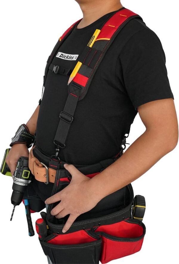 KUNN Tool Belt Suspender with Magnetic Wristband for Framer Carpenter Electrician Tool Belt(Red) - Imagen 4