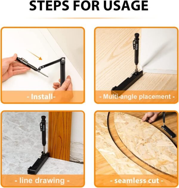 Saker Multi-function Scribing Tool- Construction Pencil- Aluminum Alloy Scribe Tool with Deep Hole Pencil,DIY Woodworking Scribe Gauge Scriber Line Maker Measuring Tool,Multifunctional Tools - Imagen 8