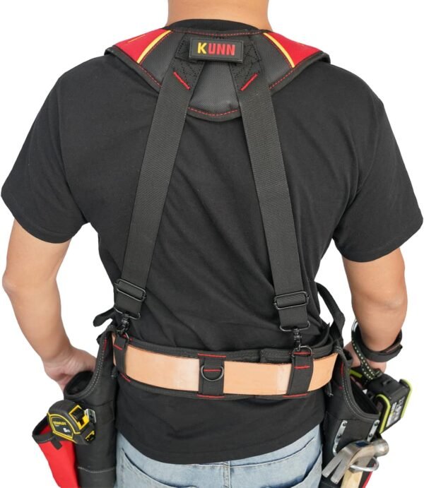 KUNN Tool Belt Suspender with Magnetic Wristband for Framer Carpenter Electrician Tool Belt(Red) - Imagen 5