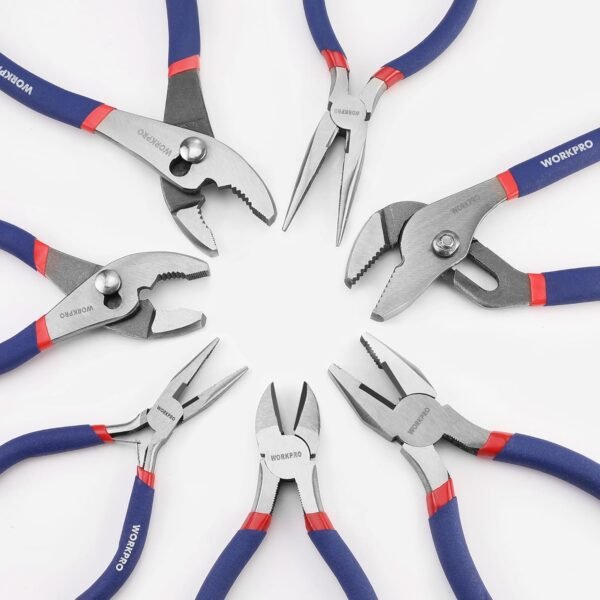 7-piece Workpro Pliers Set with Groove Joint, Long Nose, Slip Joint, Linesman, and Diagonal Pliers for DIY & Home Use - Image 8