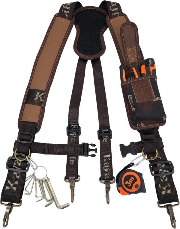 Tool Belt Suspenders Carpenter Framers Technicians Electrician Work Organizer Tools Multipurpose Smartphone Cell Phone Case Bag Pouch Pocket with Suspenders Gift for Men - Imagen 5