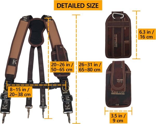 Tool Belt Suspenders Carpenter Framers Technicians Electrician Work Organizer Tools Multipurpose Smartphone Cell Phone Case Bag Pouch Pocket with Suspenders Gift for Men - Imagen 6